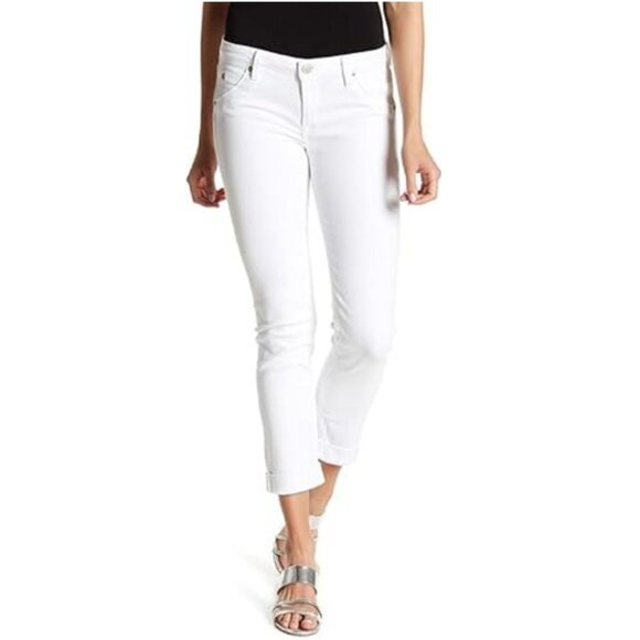 Hudson Jeans Bacara Crop Straight Cuffed in White - Picture 1 of 16
